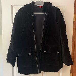 N:philanthropy velour faux fur hooded coat